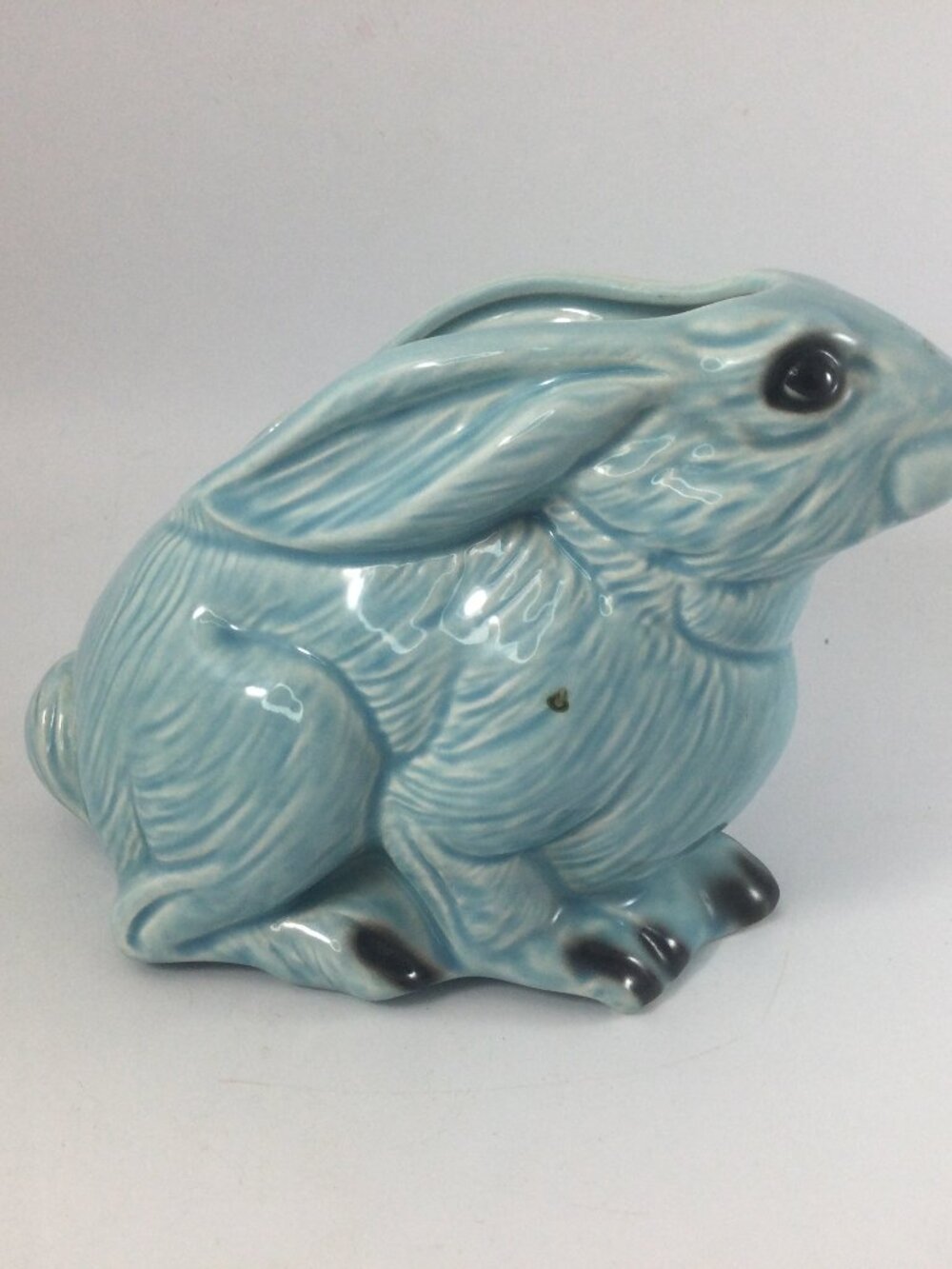 Vintage Stanford Pottery Teal Blue Bunny Rabbit Ceramic Planter Pot